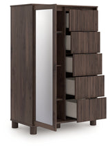 Pamytta Chest with mirrored cabinet door open