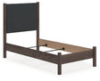 Pamytta Brown Twin Upholstered Panel Bed angled view