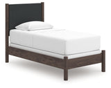 Pamytta Brown Twin Upholstered Panel Bed side view