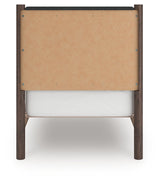 Back view of Pamytta twin upholstered panel bed