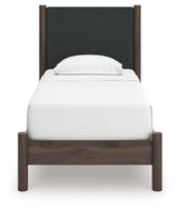 Front view of Pamytta twin upholstered panel headboard