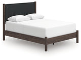 Side angle of Pamytta Brown Queen Upholstered Panel Bed