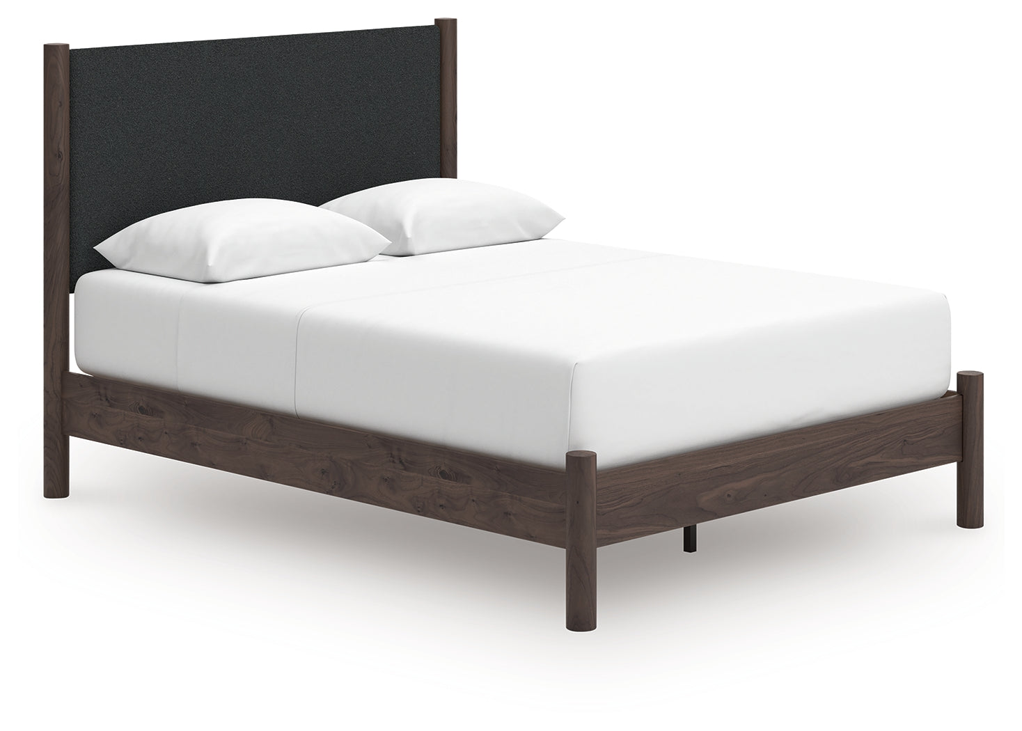 Upholstered headboard detail of Pamytta Brown Queen Bed
