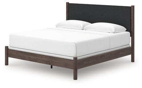 Alternate angled view of Pamytta King Upholstered Panel Bed