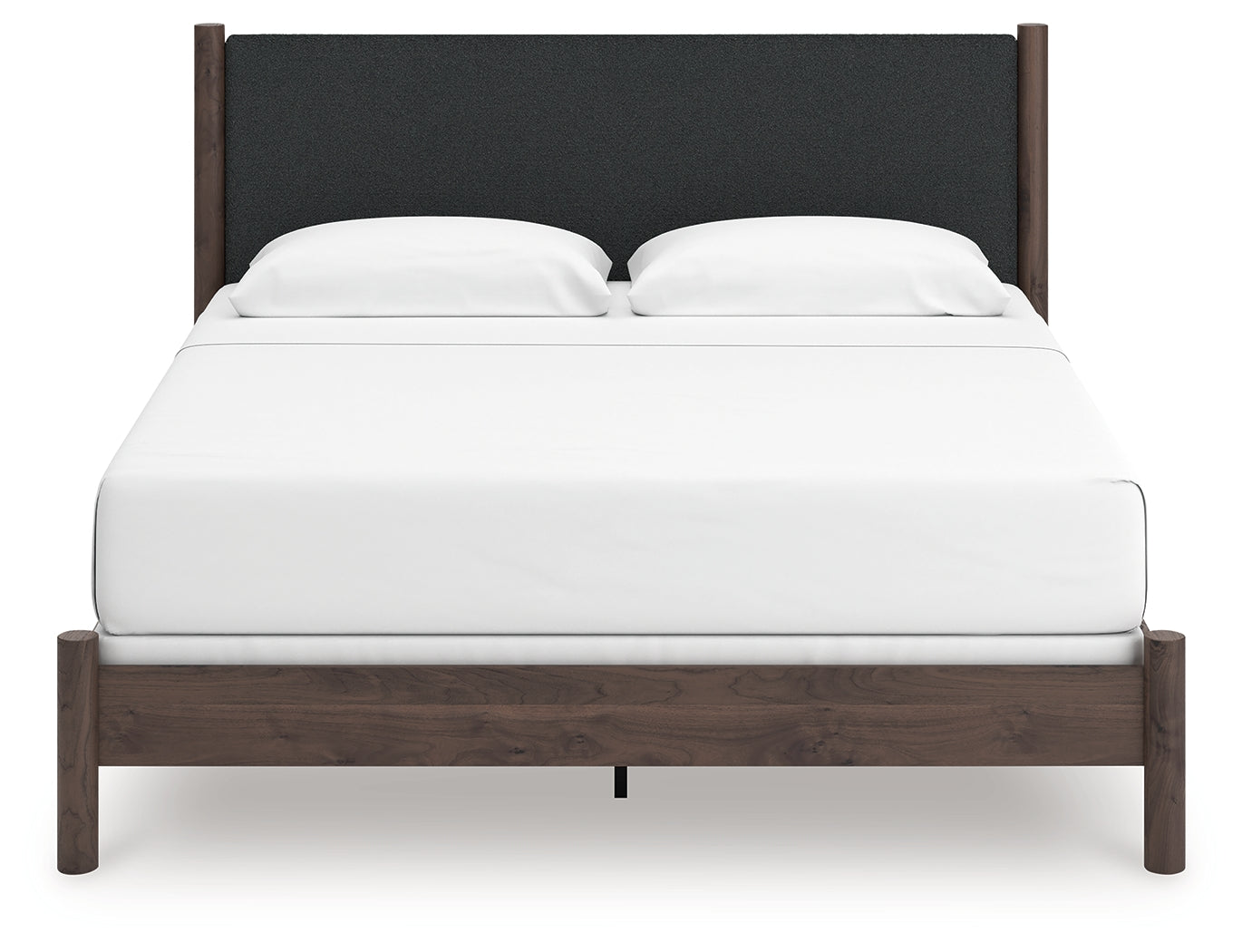Front view of Pamytta King Upholstered Panel Bed showing upholstered headboard