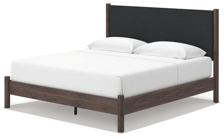 Alternate angle of Pamytta king bed with brown finish