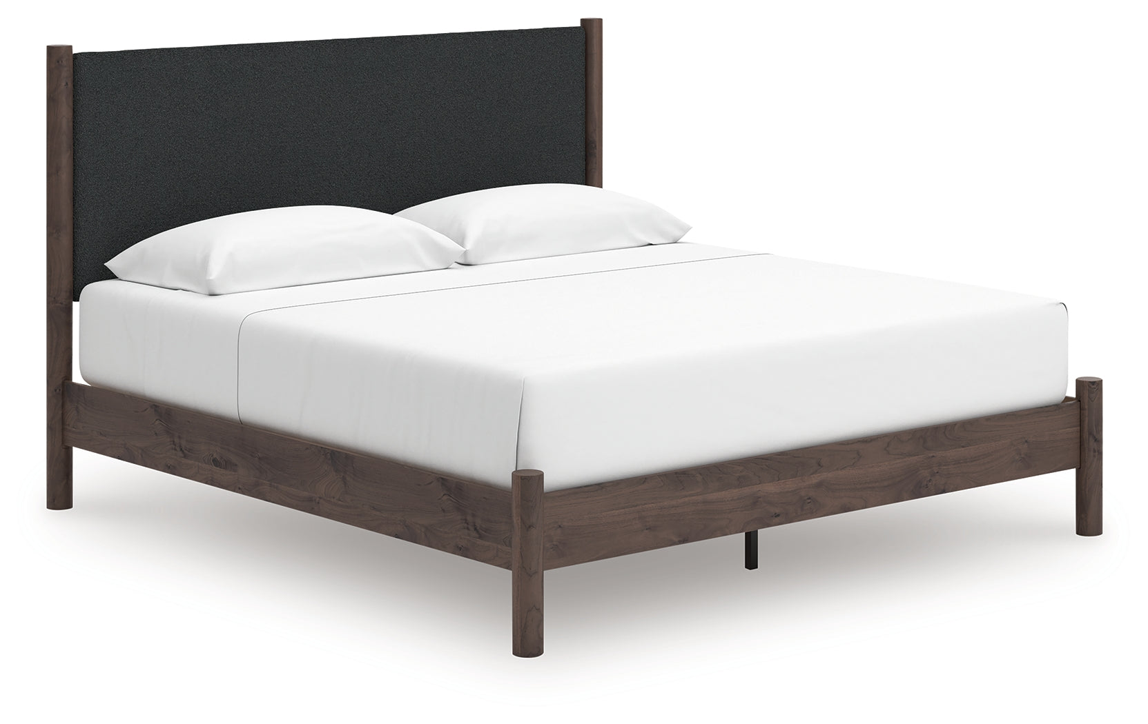 Side view of Pamytta brown king platform bed