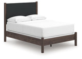 Pamytta brown full upholstered panel bed side angle view