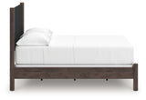 Pamytta brown full upholstered panel bed side profile view