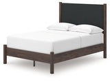Pamytta brown full upholstered panel platform bed alternate angled view