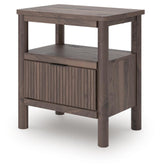 Pamytta Brown Upholstered Platform Bedroom Set angled view