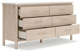 Cadmori Two-Tone Dresser open drawer showing faux linen interior