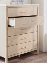 Detail of champagne finish hardware on Cadmori chest