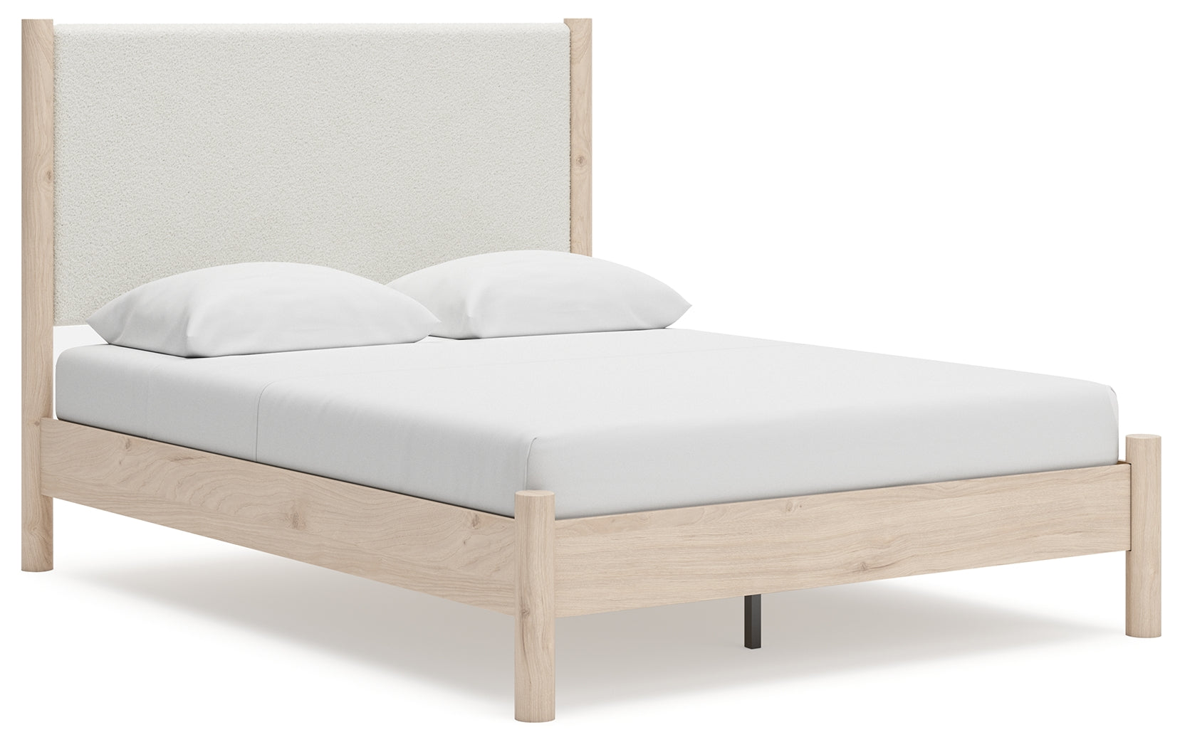 Cadmori bed side view with two-tone upholstery