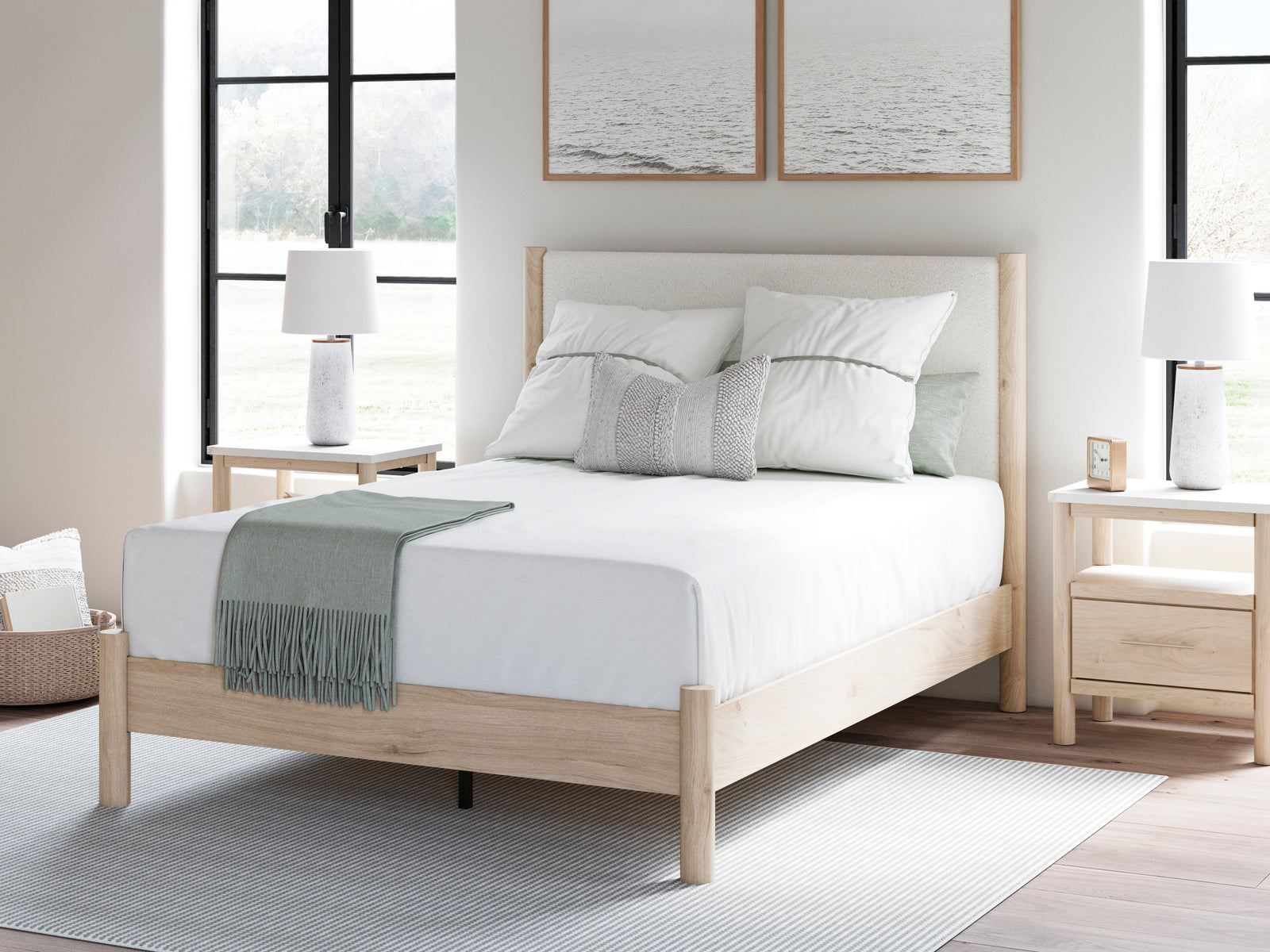 Cadmori Two-Tone Queen Upholstered Panel Bed