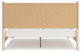 Back view of Cadmori two-tone king upholstered panel bed