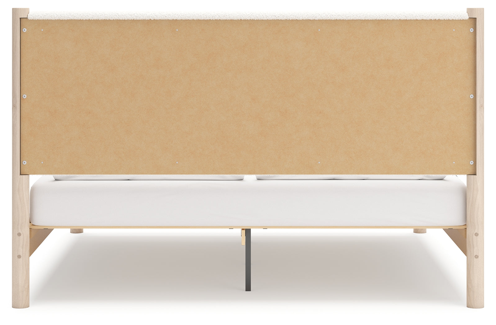 Back view of Cadmori two-tone king upholstered panel bed