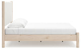 Side view of Cadmori two-tone upholstered panel bed