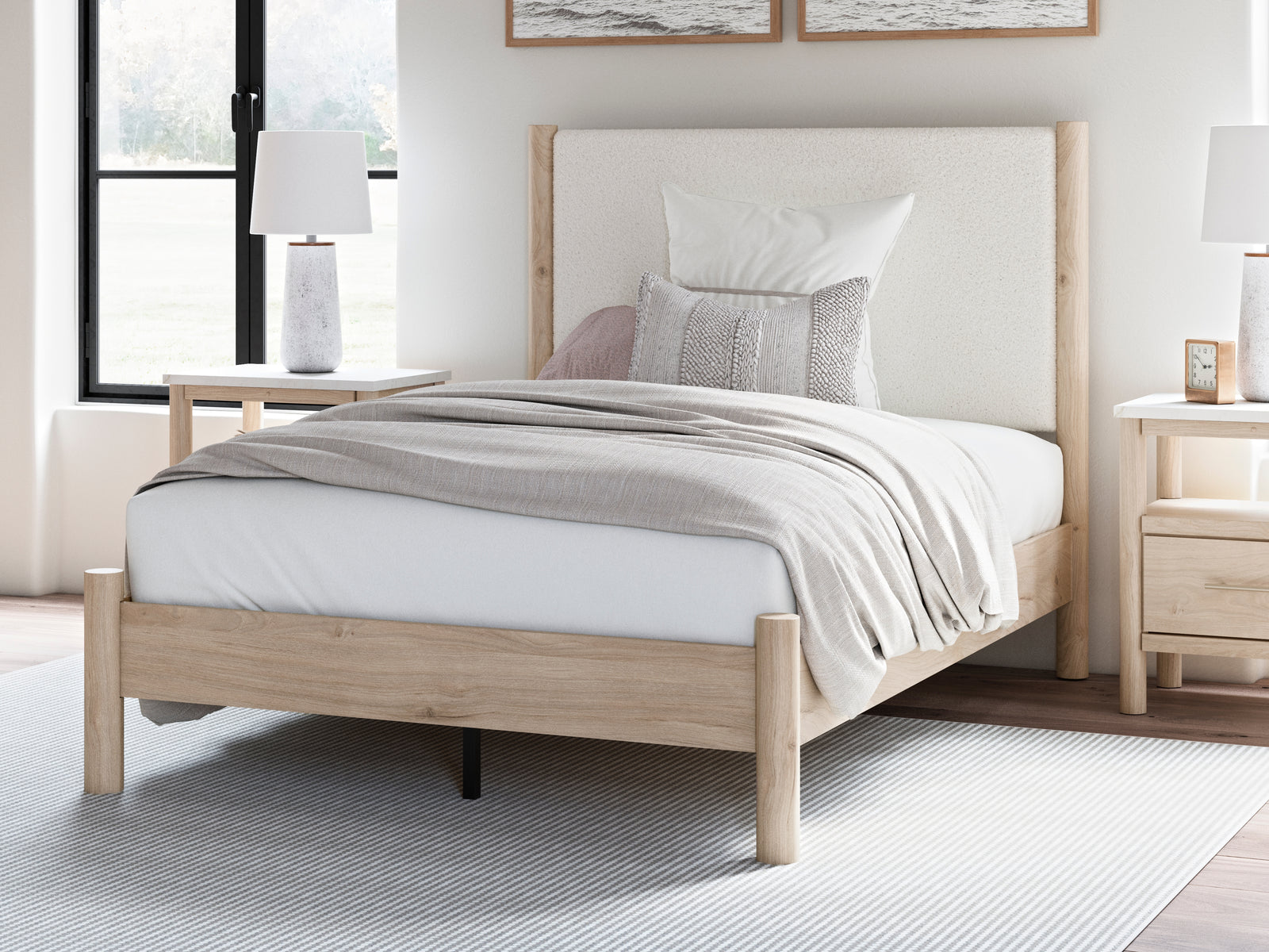 Cadmori Two-Tone Full Upholstered Panel Bed