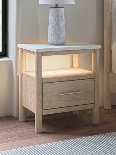 Cadmori Nightstand styled in bedroom setting