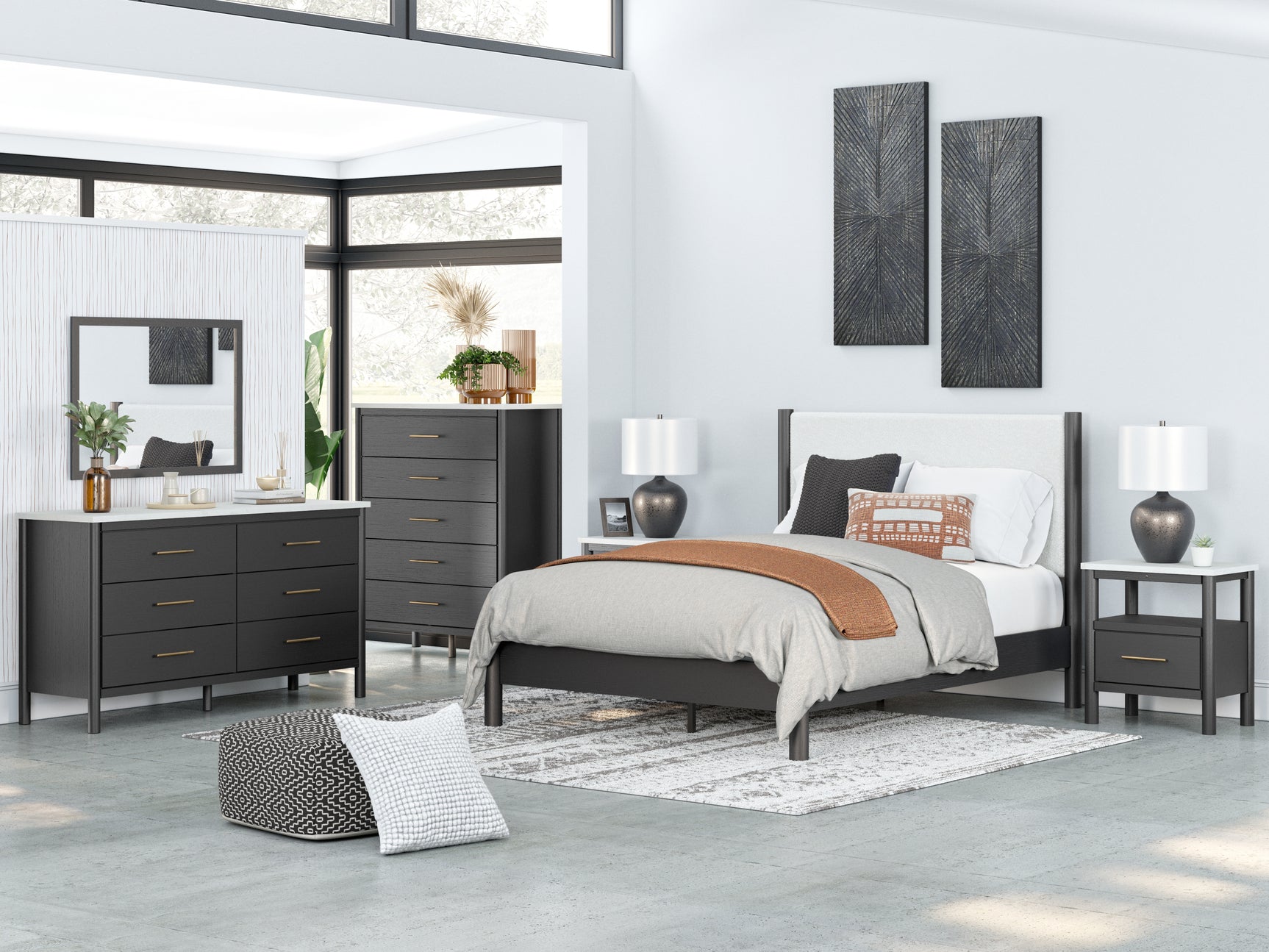 Cadmori Black and White Contemporary Dresser frontal view