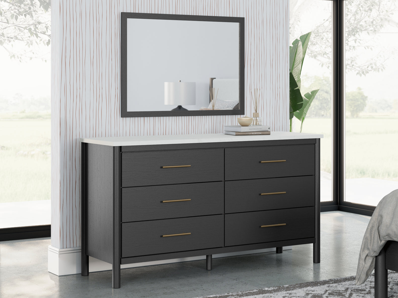 Cadmori Black White Dresser And Mirror