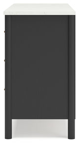 Side view of Cadmori Black and White Dresser