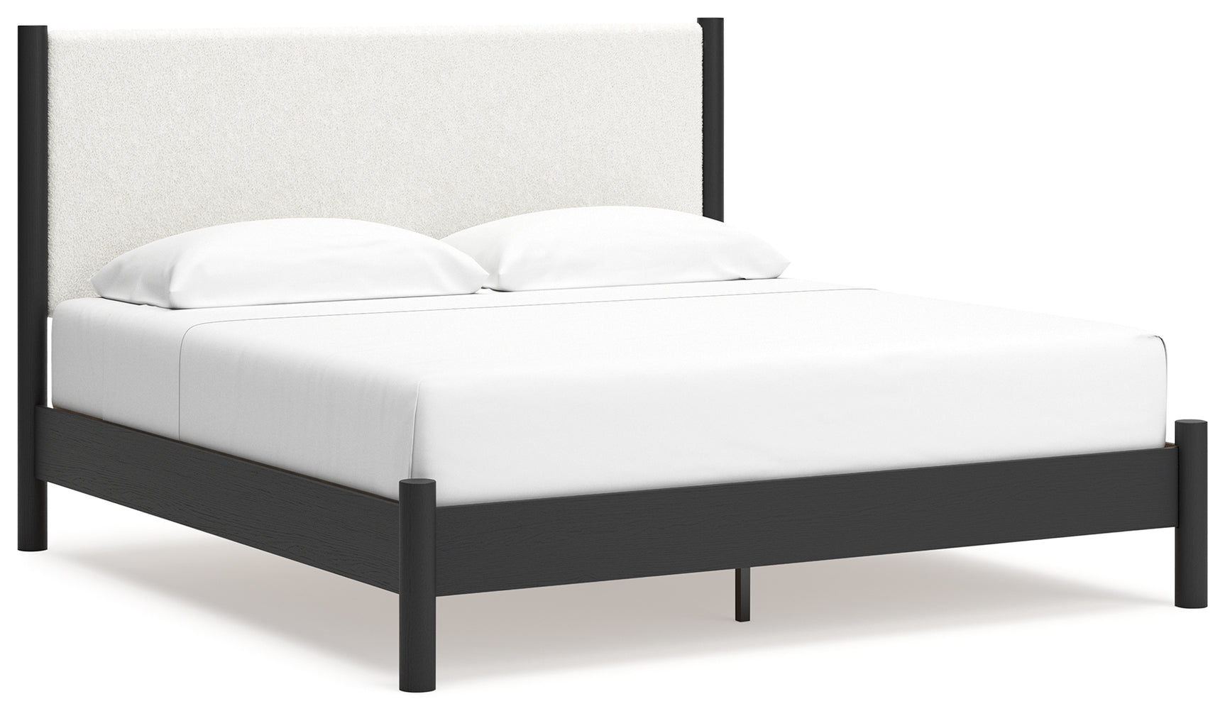 Cadmori bed angled side view showing panel headboard and footboard