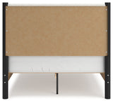 Back view of Cadmori Full Upholstered Panel Bed showing panel footboard