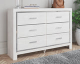Altyra White Dresser front view with six drawers