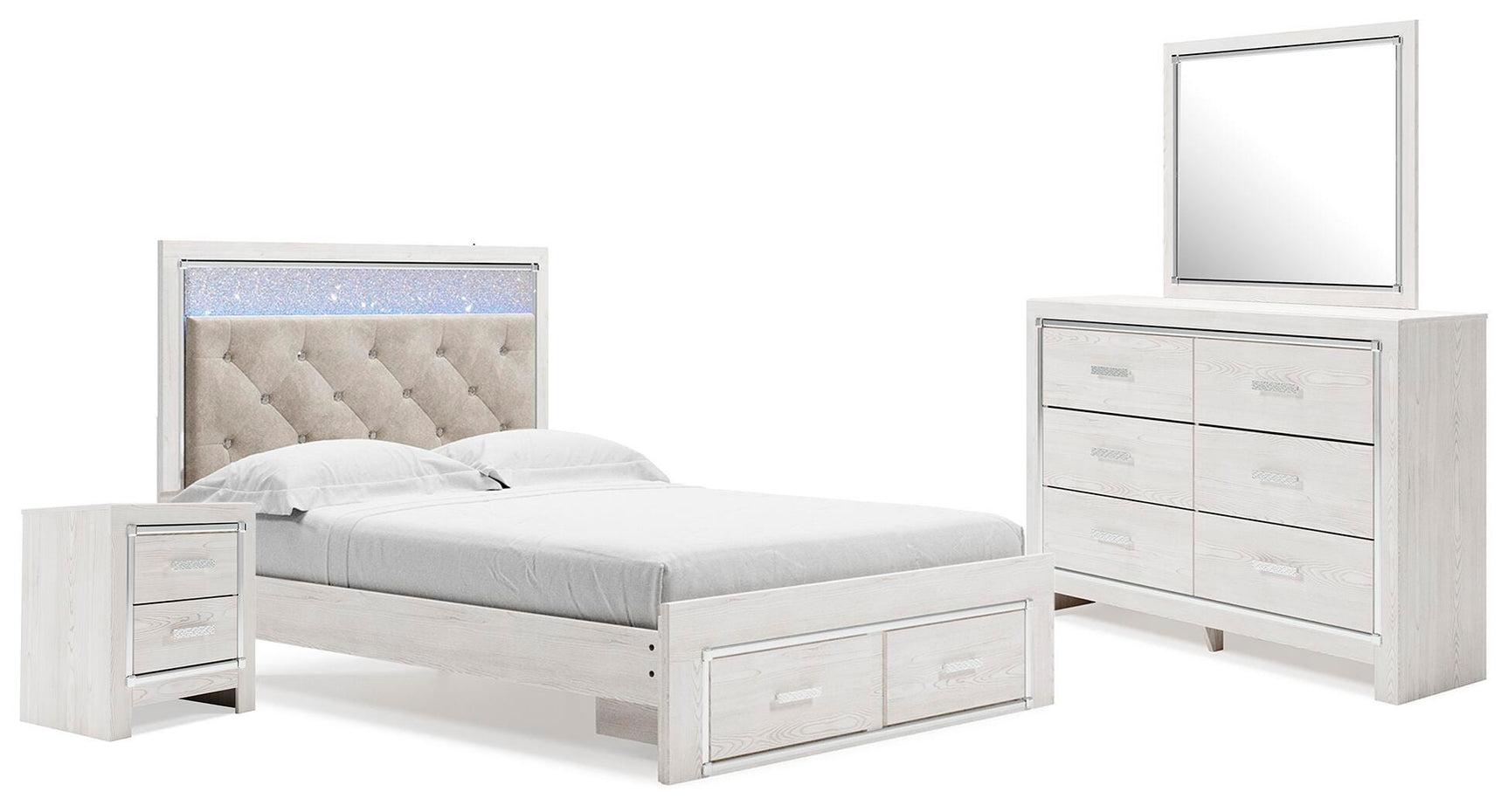 Altyra White Upholstered Storage Bedroom Set from Decor Furniture