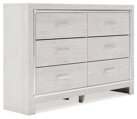 Altyra White Dresser and Mirror full view from front