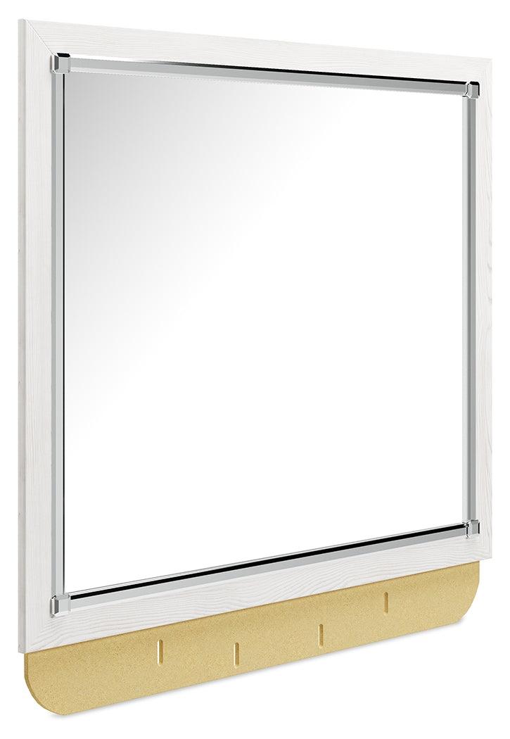Altyra White Dresser and Mirror detail of pearlized finish