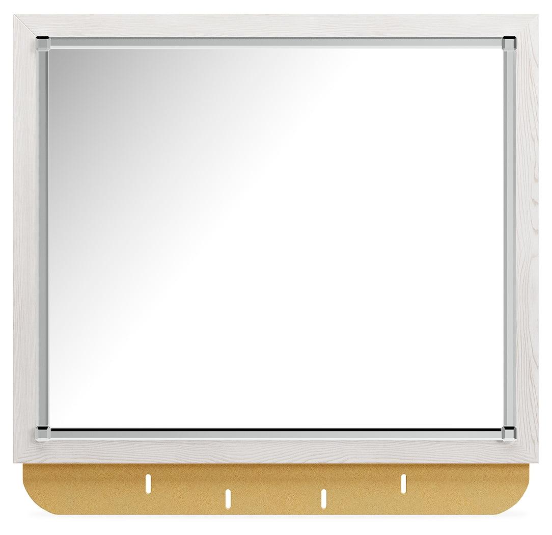 Altyra White Bedroom Mirror head-on view hanging on wall