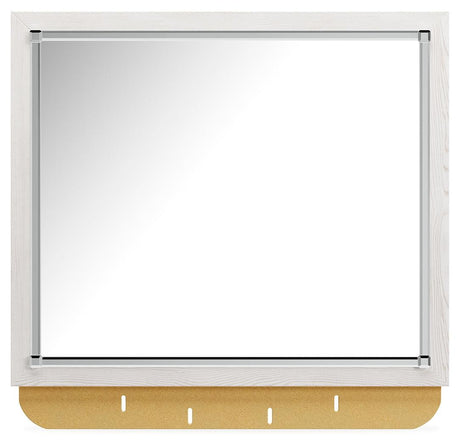 Altyra White Bedroom Mirror head-on view hanging on wall