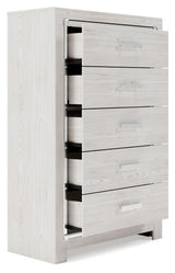 Altyra Chest of Drawers open drawer showing faux linen lining