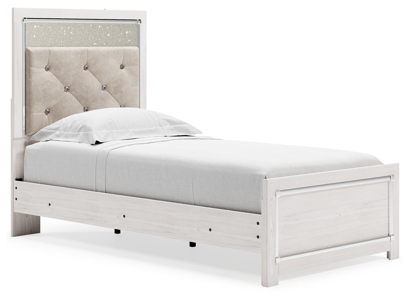 Altyra White Queen Panel Bed angled view
