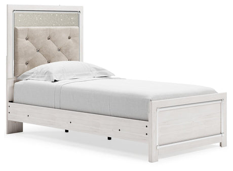 Altyra White Queen Panel Bed angled view