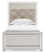 Altyra White Queen Panel Bed head-on view