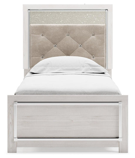 Altyra White Queen Panel Bed head-on view