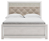 Altyra White Queen Upholstered Panel Bed footboard view