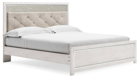 Altyra White King Panel Bed head-on view