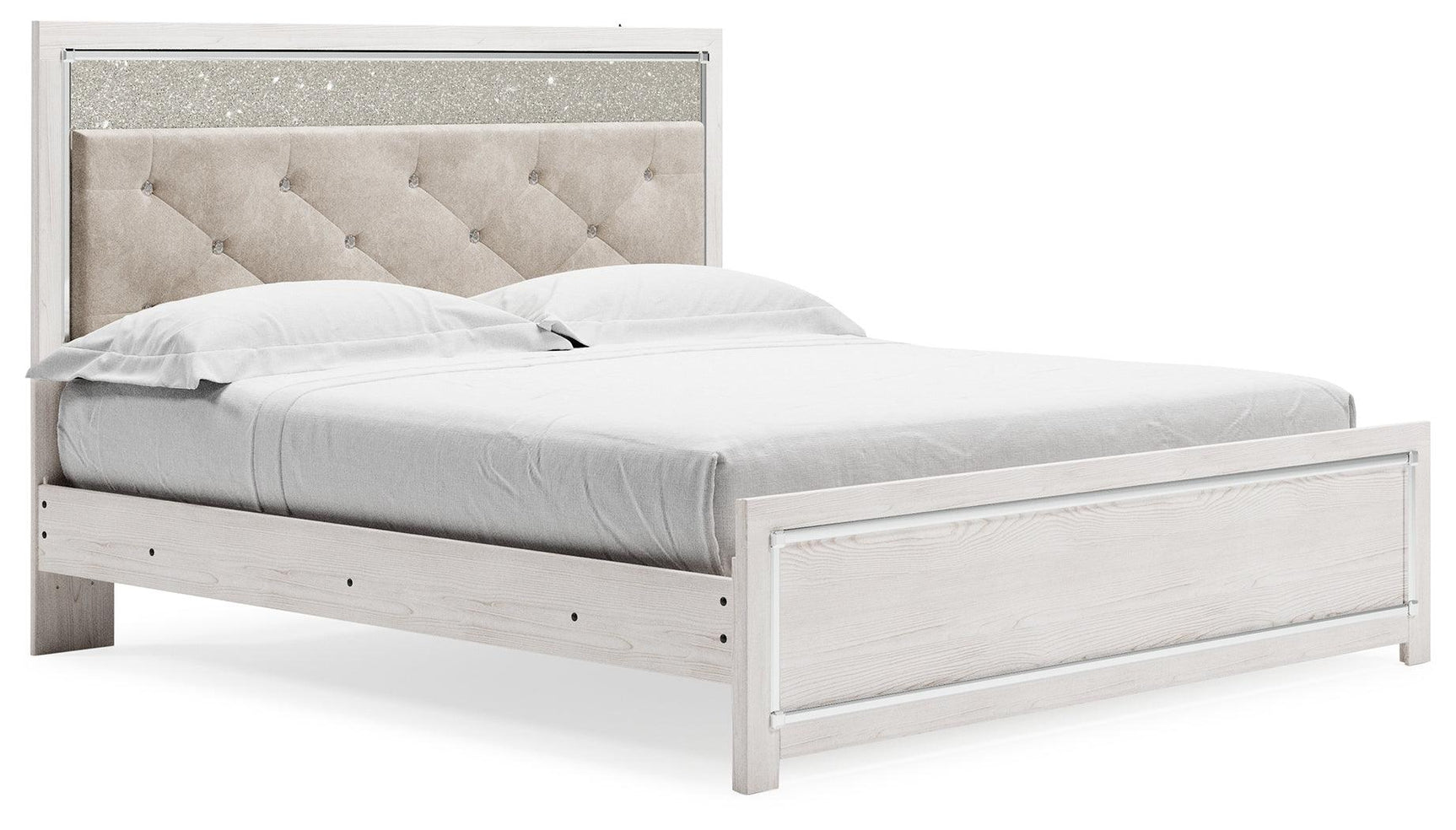 Altyra White King Panel Bed - angled side view