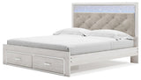 Close-up of tufted upholstered headboard on Altyra Bed