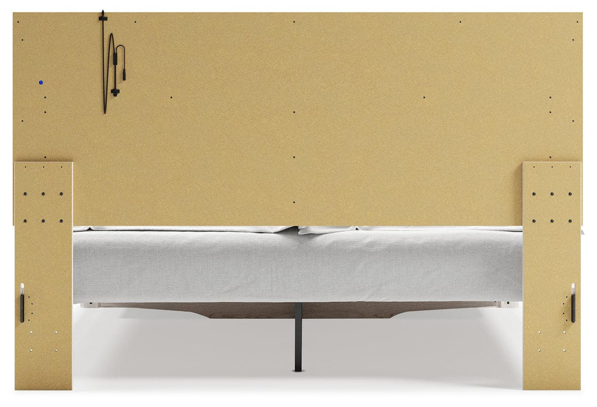 Back view of Altyra White King Upholstered Storage Bed