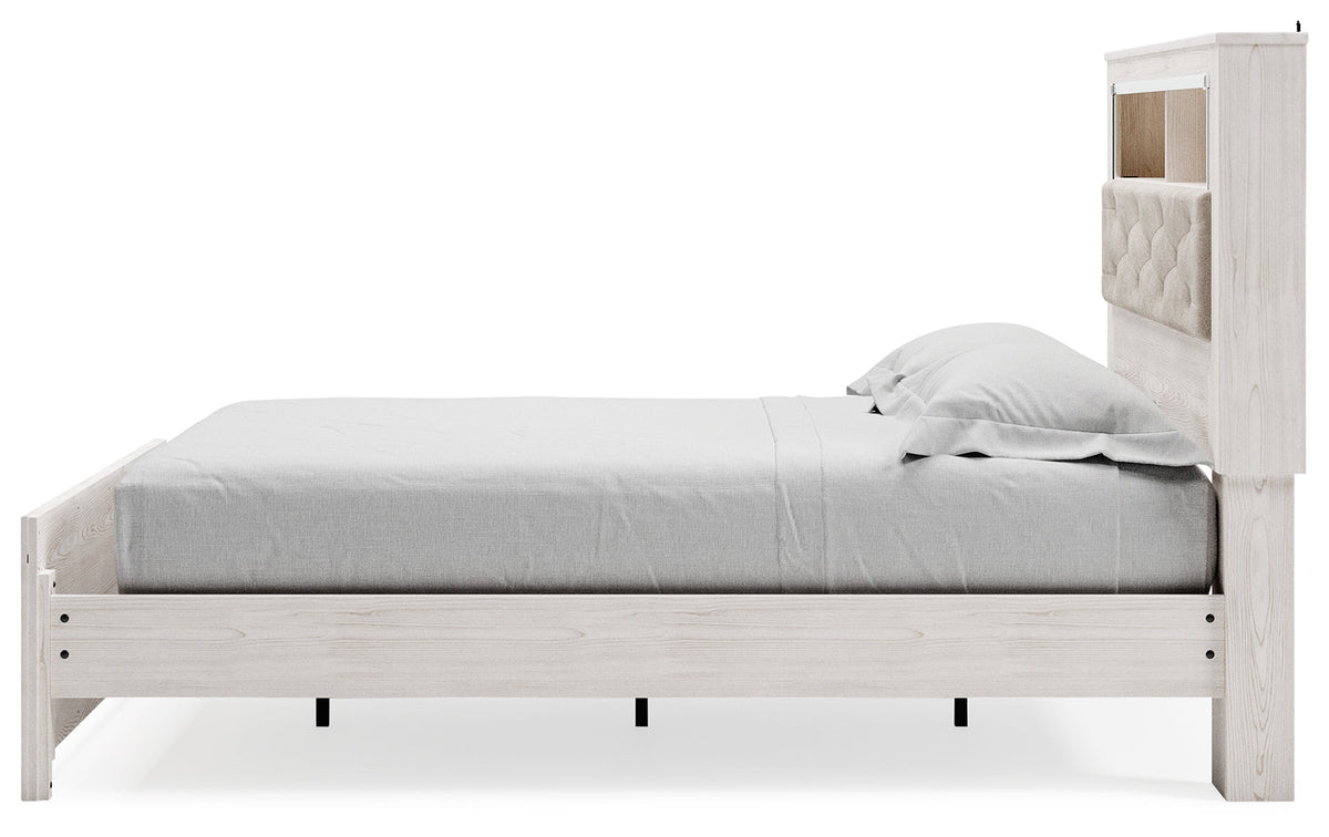 Side alternate angle emphasizing the contemporary design and white finish