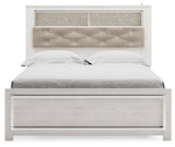Altyra White Queen Panel Bookcase Bed - footboard with storage space