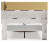 Altyra White Queen Upholstered Bookcase Bed with Storage rear view
