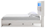 Altyra White Queen Upholstered Bookcase Bed with Storage side alternate view