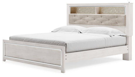 Altyra White King Panel Bookcase Bed angled alternative side view